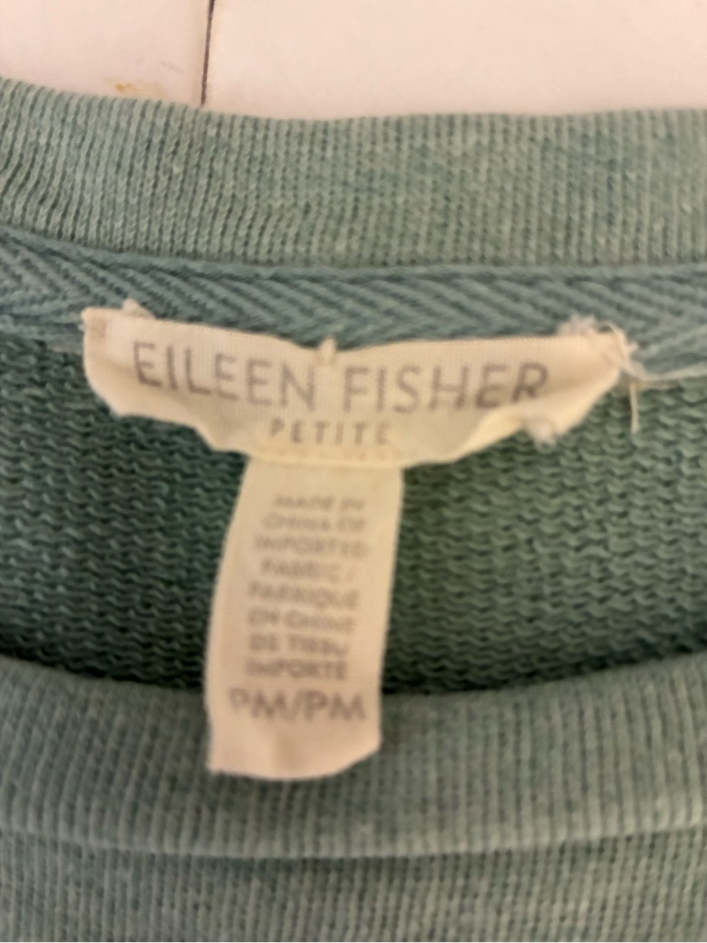 Eileen fisher Green Organic Cotton Blend Sweatshirt L Boxy Oversized Coastal - Picture 3 of 10